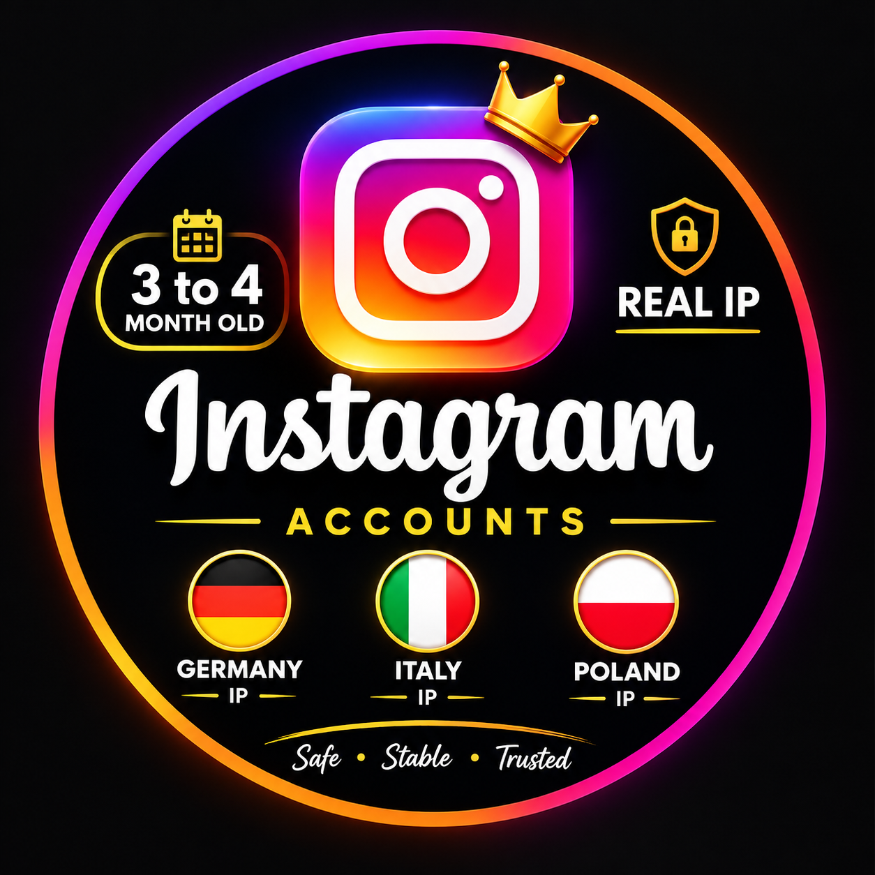 50 account Garmany itly 3 month old Instagram account