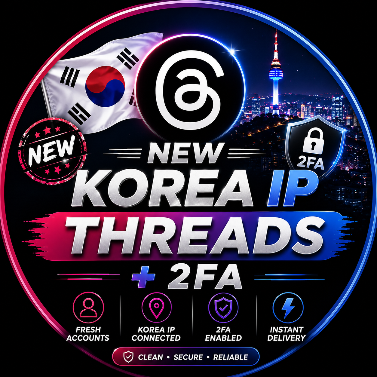 Fresh Korea IP threads accounts with 2fa key