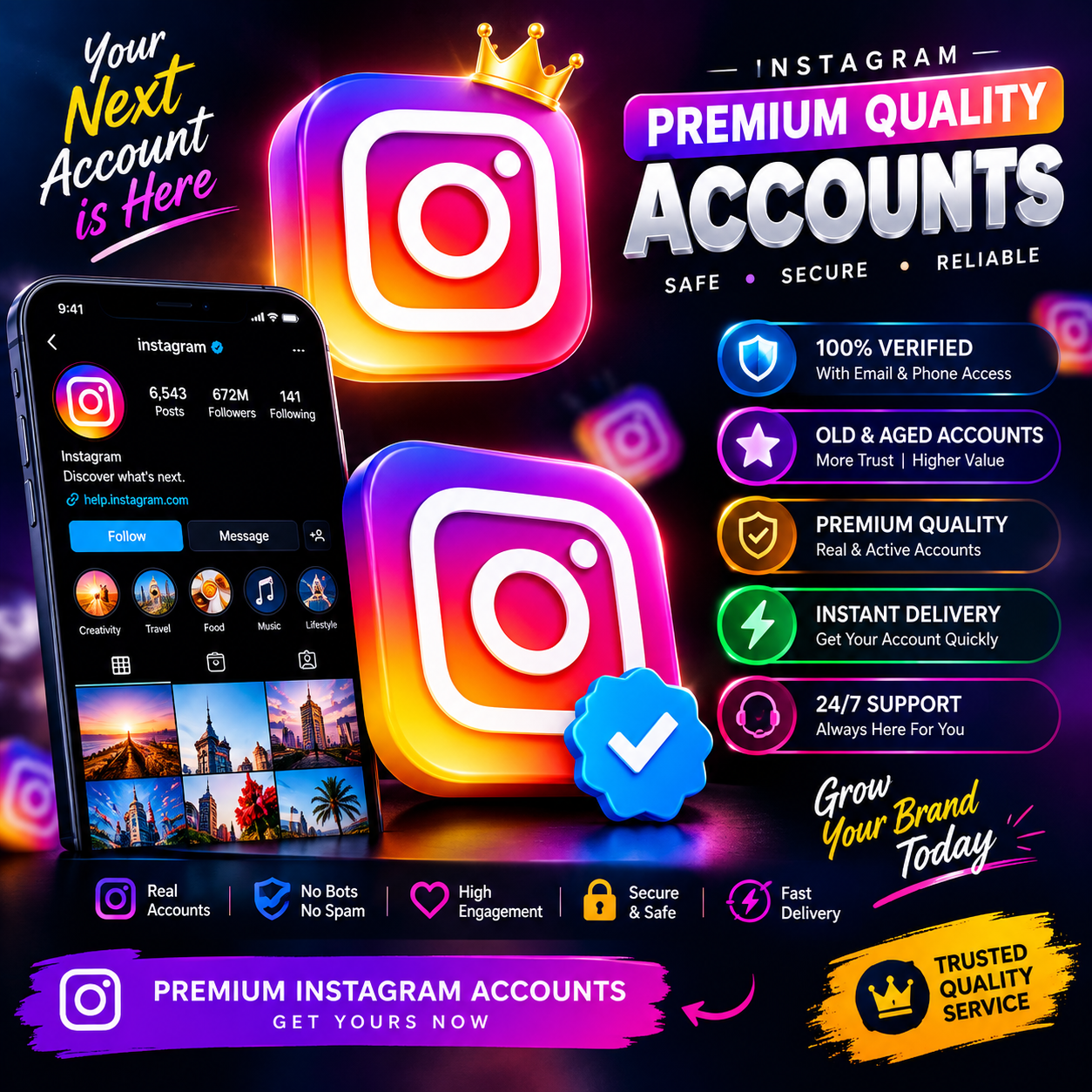 Premium quality fresh Instagram accounts