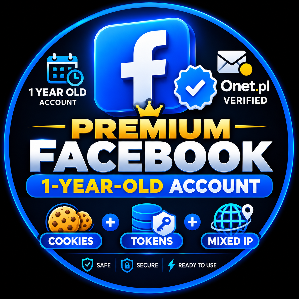 Premium 1-Year-Old Facebook Account | 2fa Verified | Cookies + Tokens | Mixed IP