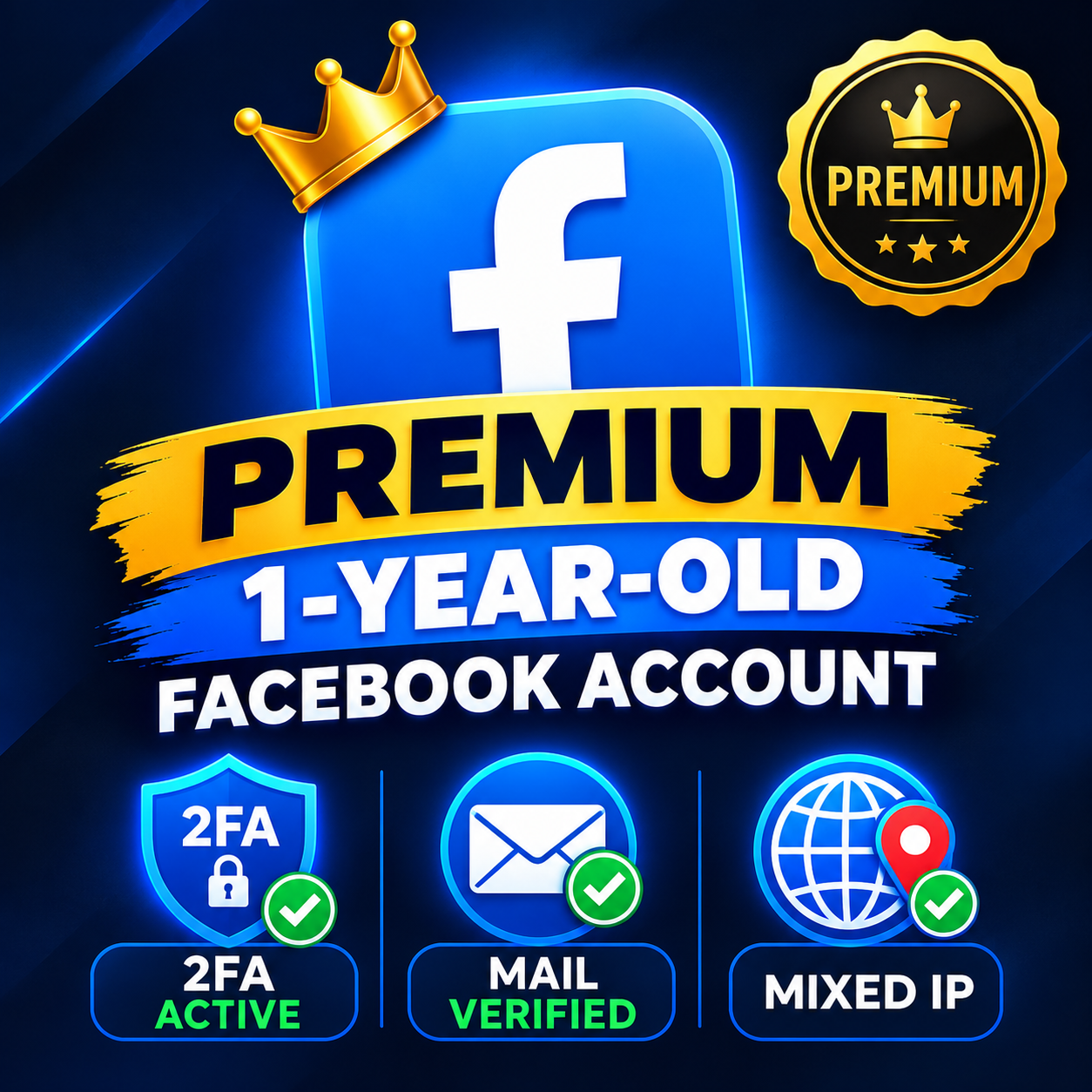 Premium 1-Year-Old Facebook Account 2FA Active | Mail Verified |Mixed IP