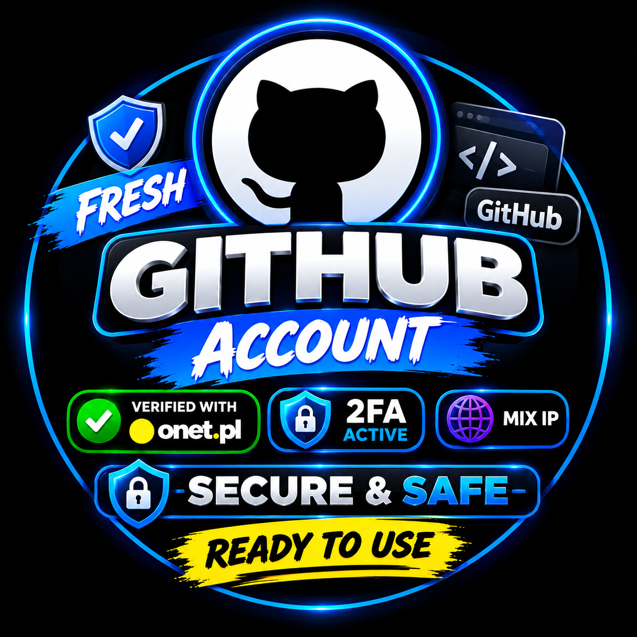 Fresh Github Account | Verified With Onet.pl | & 2FA Active | Mix IP